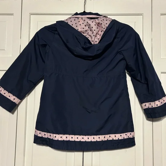 London Fog Kids Rain Jacket with Pink Polka Dot Accents - Picture 5 of 6